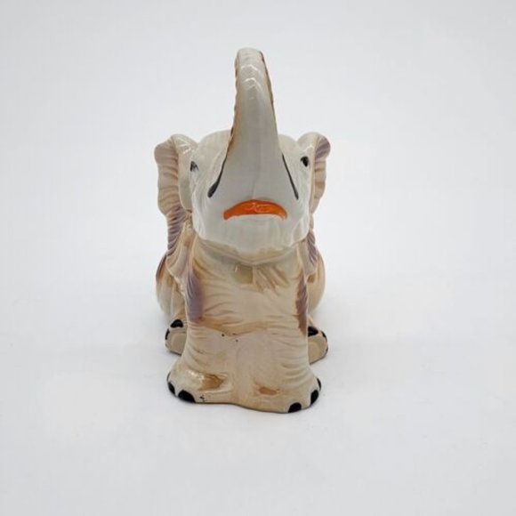 Vintage Brazilian Lusterware Elephant Figurine Seated Truck Up - Picture 2 of 7